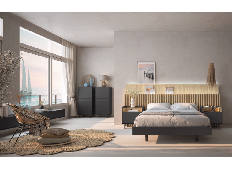 Cabecero alistonado con mesitas en Valencia| Muebles Intermobel®