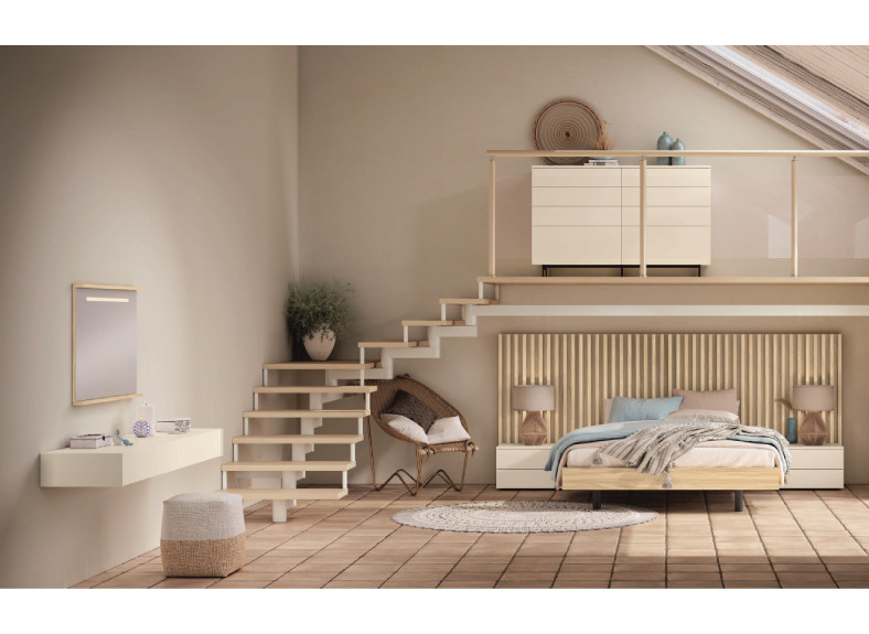 Dormitorio con cabezal alistonado y mesitas | Muebles Intermobel®