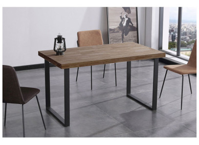 Mesa de comedor de madera con patas de aluminio