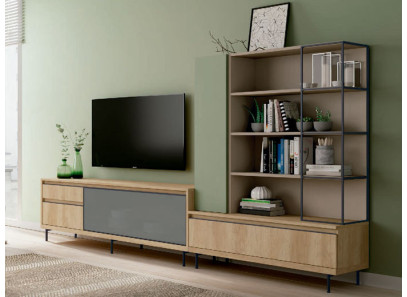 Salón moderno con librería en Valencia - Muebles Intermobel