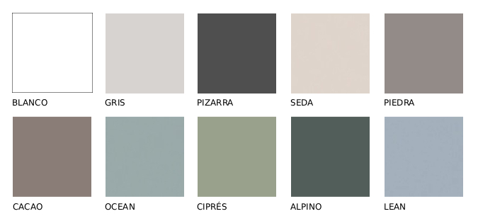 Colores Unicolor del Catálogo Formas Evolution de Glicerio Chaves Hornero